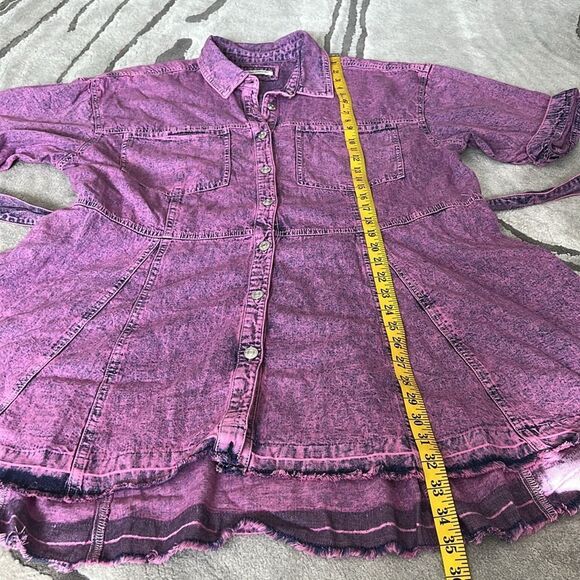 NWOT Free People Jenny Tunic Dress Purple Oversized Belted Mini - Picture 6 of 9